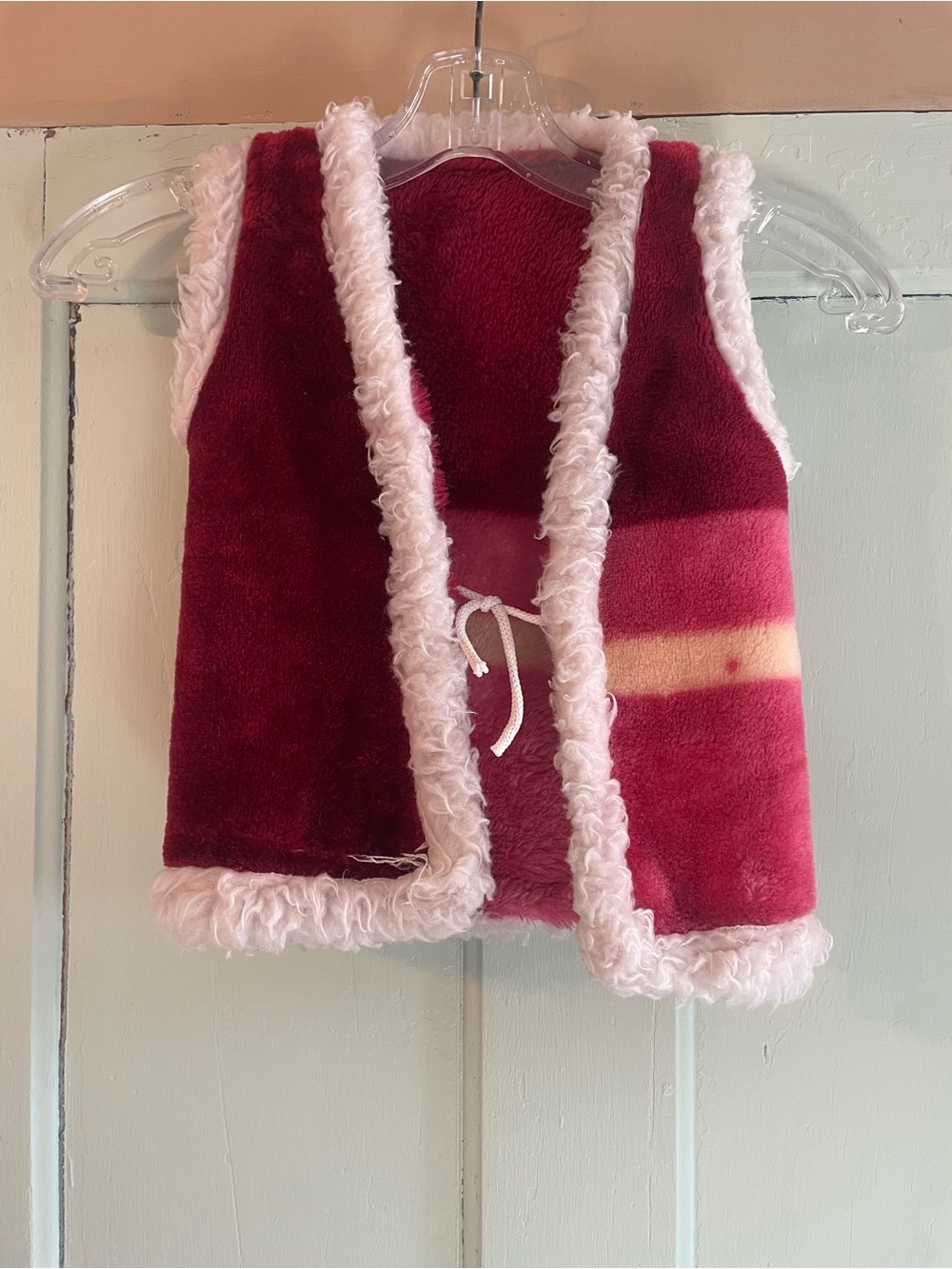 Vintage 70’s Kids Burgundy Faux-Shearling Vest with White Trim